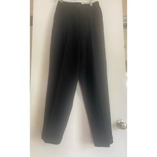 LRL Ralph Lauren womens 100 worsted wool l high waist dress pants lined blk 12