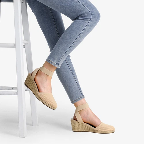 Damenschuhe Espadrilles Keilabsatz elastische Knöchelriemen eng anliegend elegante Schuhe - Bild 32 von 38