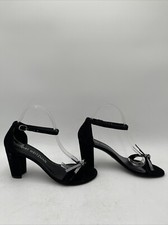 Stuart Weitzman Women's NearlyNude Bow Ankle Strap High Heel Sandals Black 10B