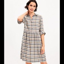 Loft Petite Plaid Swing Shirtdress