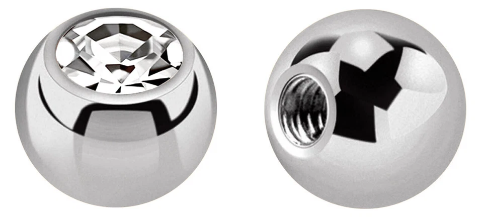 Set 2 Piercing Gioielli Titan Chiusura Sfere IN 1,2x5mm con Glitter Cristallo - Immagine 2 di 4