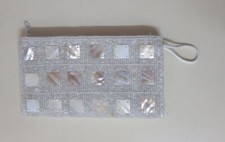 Pretty White Beaded & Shell Purse