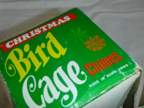 Vtg Christmas Bird Cage Chime Hanging Decoration Metal Chimes Orig Box Hong Kong - Picture 11 of 12