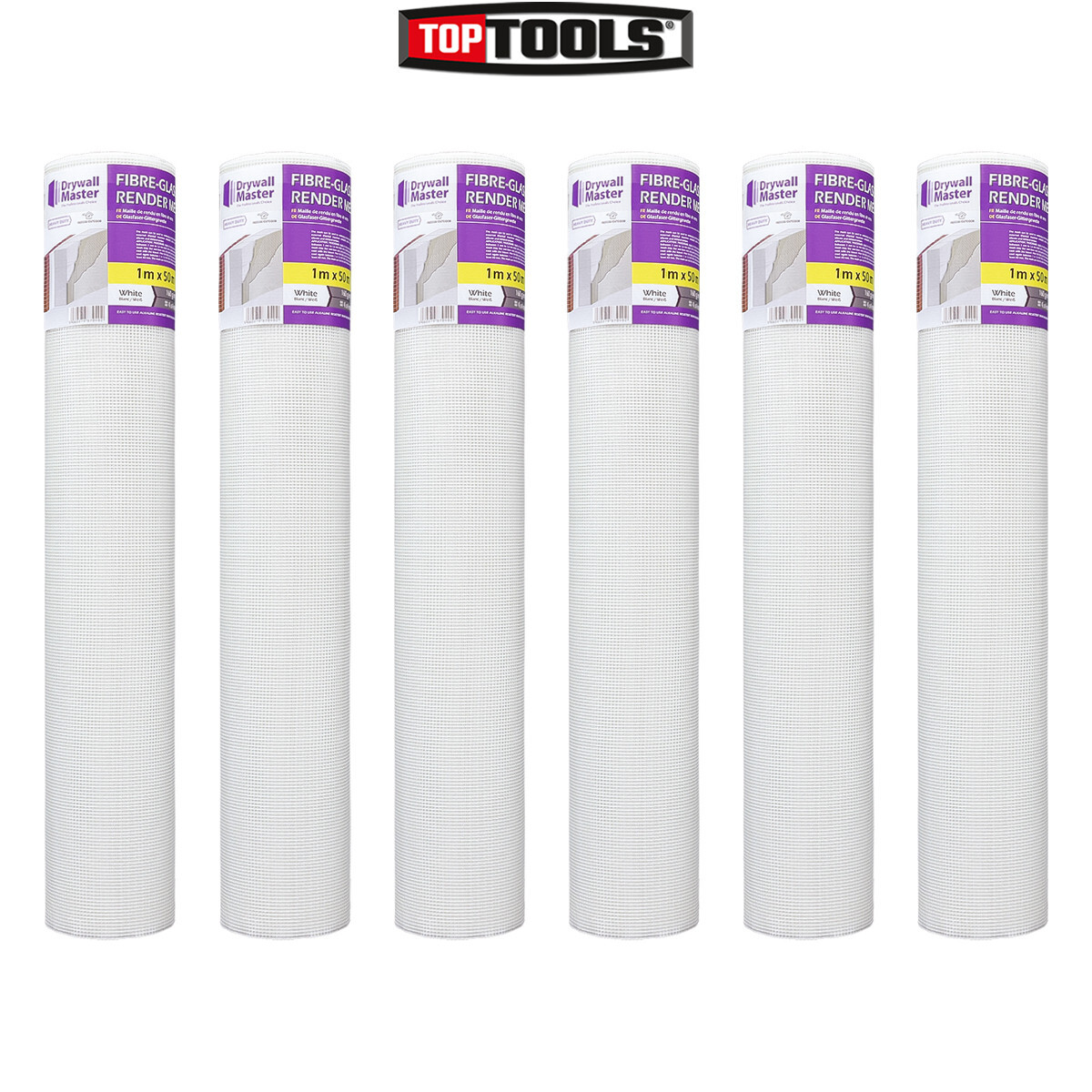Fibreglass Rendering Render Mesh 50sqm 160g/m2 4x4 mm Drywall Master Pack of 6