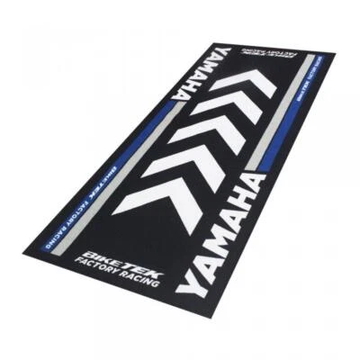 Tapis environnemental Biketek Garage Mat noir blanc gris bleu pour moto Yamaha