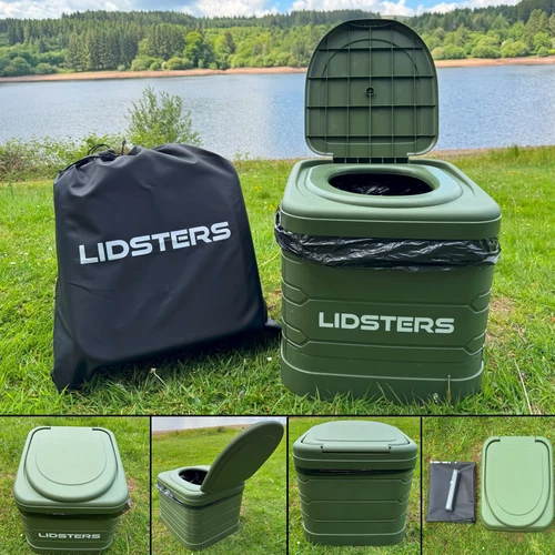Lidsters XXL PORTABLE LOO TOILET Foldable + Bags Carp Fishing Overnight Green