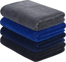 VIVOTE Microfiber Gym Towels Sports 16 x 32 Inch, Black Nblue Grey Dblue 