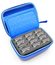 CM Clipper Blade Case for Barbers fits 12 blades Andis, Oster, Wahl & More, Blue