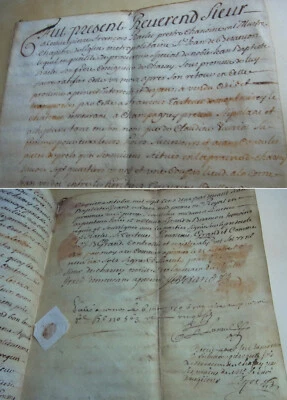 Frz. PERGAMENT - Kaufbrief BESANÇON 1702 -- Theologe RACLET an Cartenet - Bild 1 von 4