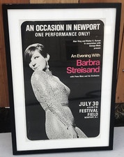 1966 An Evening w/ Barbra Streisand Framed Concert Poster Festival Field Newport