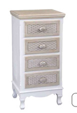 CASSETTIERA 4 CASSETTI h82*40*30cm LEGNO BIANCO BEIGE SHABBY CHIC COMODINO