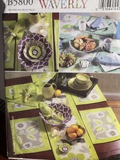 Butterick B5800 Napkins, Placemats, Tablecloth & Runner, Fabric Bowls PATTERN UC