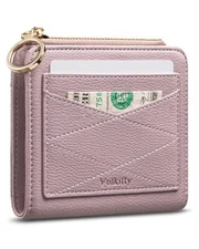Leather Wallet for Woman RFID Blocking Bifold Small Compact Wallets Zipper Po...