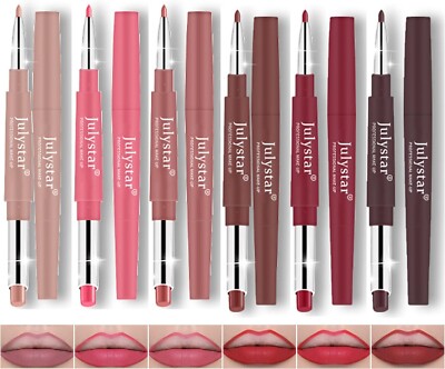 Matte Lippenstift & Liner Pen (Dual End) Waterproof Make-up Red Coral Pink Rose