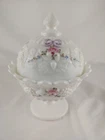 Vintage Westmoreland Milk Glass DELLA ROBBIA Candy Dish Roses Bows Hand Painted
