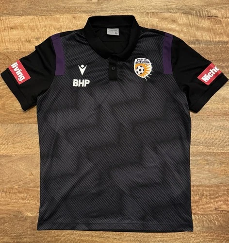 Perth Glory FC Team Issue Media Polo Shirt Jersey A-League Macron Mens L