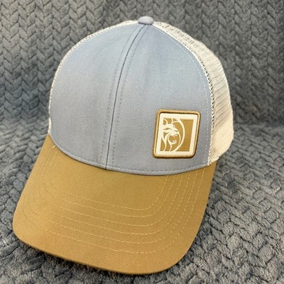 MGM Resorts Trucker Hat Blue Tan White Mesh Snapback Lion Logo Cap