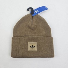 ADIDAS ORIGINALS GROVE MENS WINTER CUFF BEANIE HAT NWT BROWN PATCH LOGO