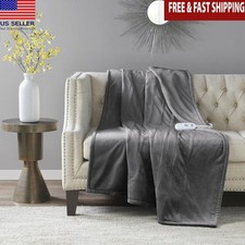 Plush Heated Throw Ultra Soft 5 Heat Settings Timer Machine Washable Bedding New