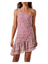 ASTR Womens Pink Asymmetric Hem Lined Sleeveless Above The Knee Body Con Dress S
