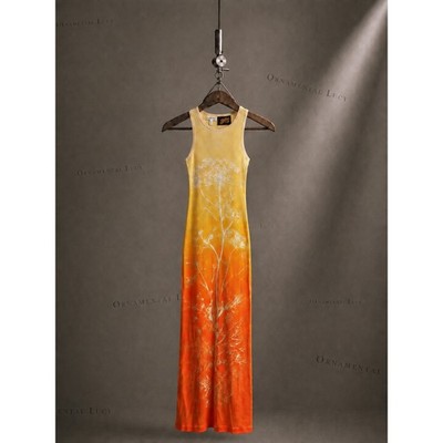 LOEWE x Paula's Ibiza 2023 Fennel Ombre Tank Maxi Dress Orange XS Emilia Clarke