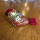 Vintage Murano Hand Blown Glass Chirpy Bird Red Gold Infused 3”