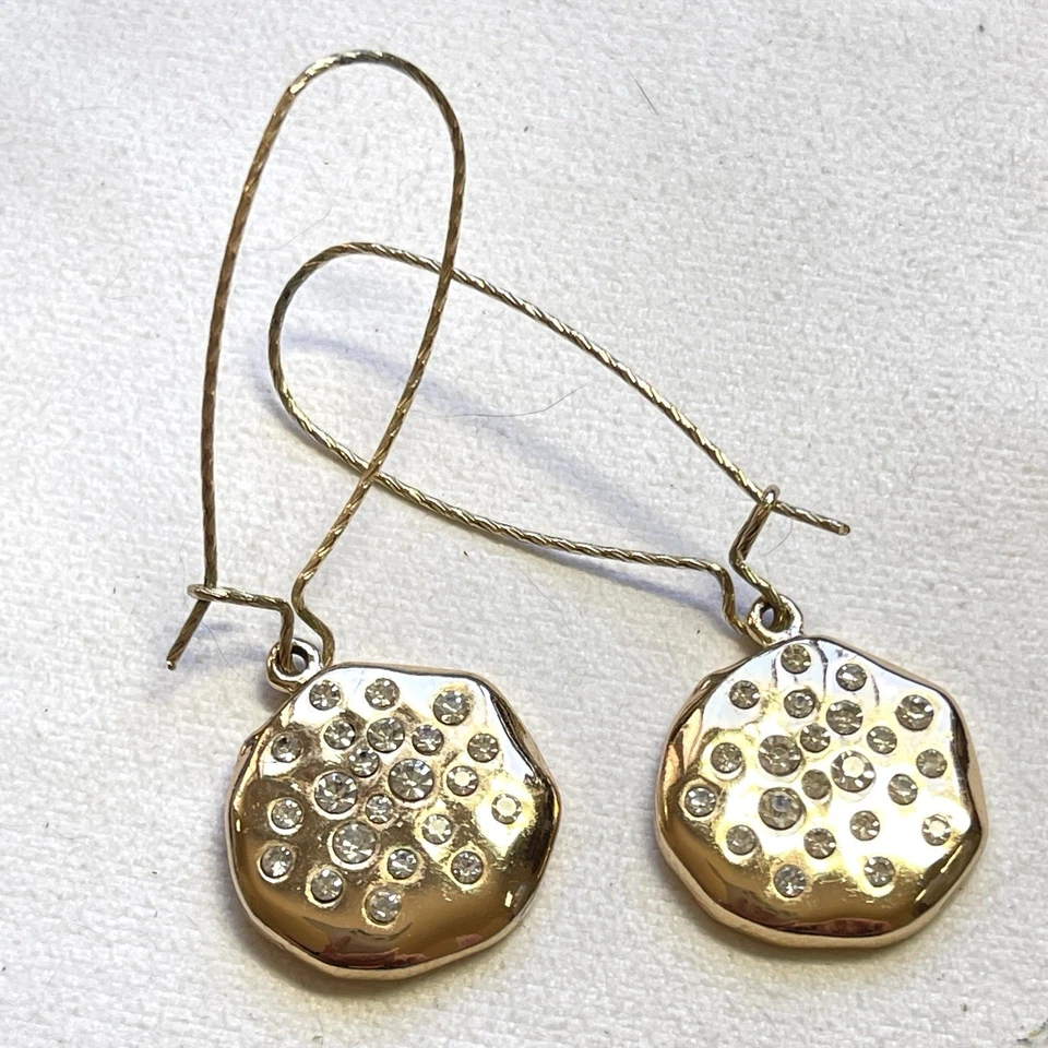 Dragonfly Long Dangle Gold & Silver Tone Earrings Crystal Accents - Image 2 of 3