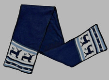 Warm Knitted Scarf w/ Deer Winter Very Soft Fleece inside Navy Blue