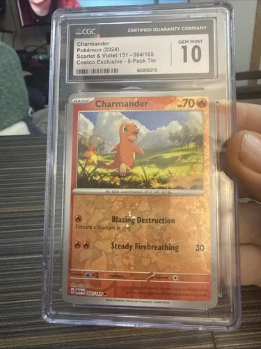 Charmander 004/165 CGC 10 Gem Mint Costco Exclusive Pokemon Card Promo Cosmo Hol