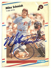 MIKE SCHMIDT AUTOGRAPHED BASEBALL CARD on 198...