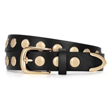 Women Fashion Leather Belt Punk Studded Belt for Jeans Pants Dresses