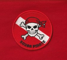 3.5" Round Iron-on SCUBA PIRATE Patch Jolly Roger Diver-Down Dive Flag NEW USA