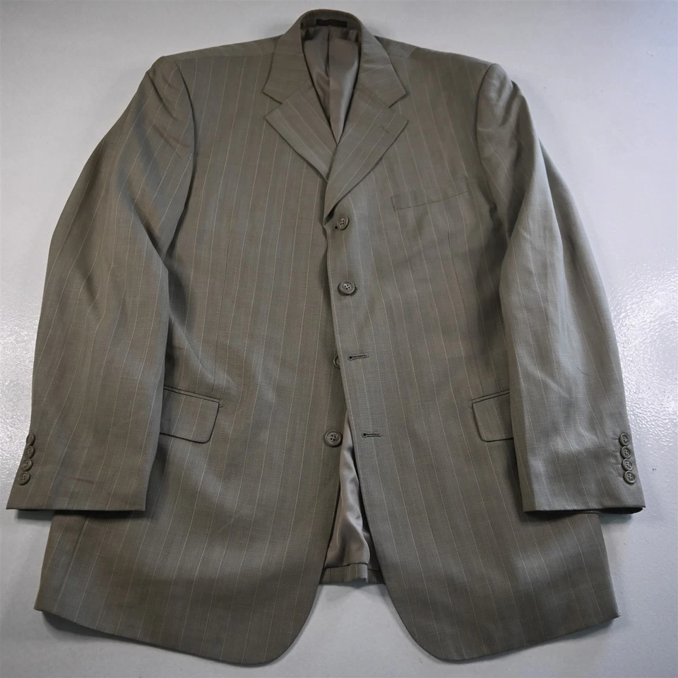 Zandello 44L 38x32 Marrón Tostado Rayas 3 Piezas Chaleco Hombres Chaqueta Pantalones Traje Foto 2 de 4