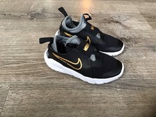 Nike Flex Runner 2 PSV Black Metallic Gold Youth Size 10.5C Running DJ6040-007