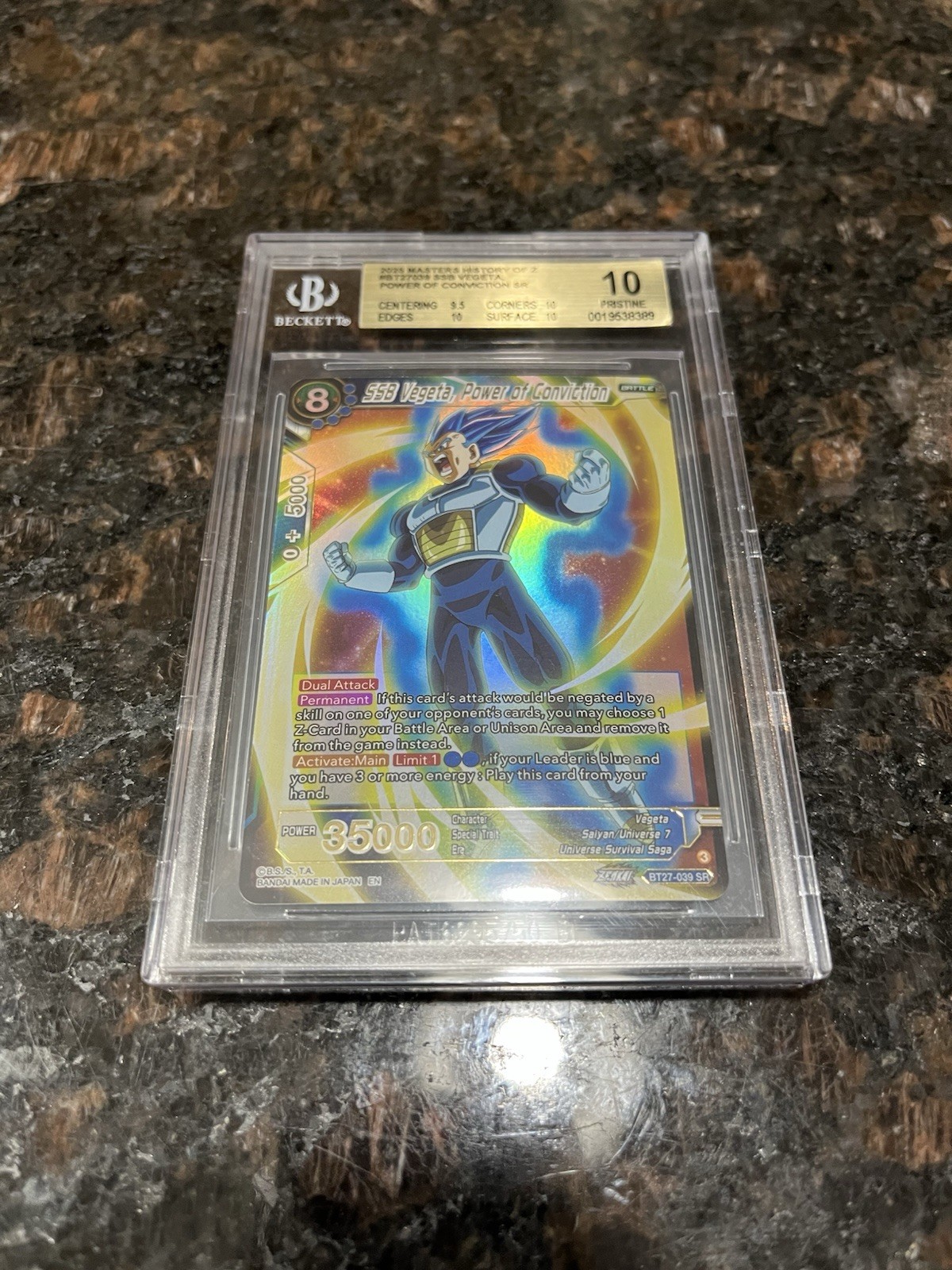 SSB Vegeta Power of Conviction BT27-039 SR Foil Dragon Ball Super Card | BGS 10 view 4