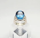 IA Vintage Sterling Silver London Blue Topaz Cocktail Ring Size 8.25