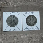 1917-D Obverse And 1917-P Walking Liberty Half Dollar - Circulated Condition