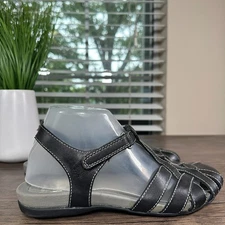 BareTraps Women’s Athens Sandals Size 7.5 Black Vegan Comfort Slip-On Shoes