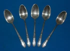 Vintage 1936 Lot of 5 International Silver Cameo Pattern Sterling Teaspoons