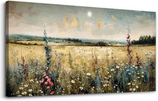 Wall Art Canvas Retro Flower Picture Wall Decor for Living Room Restaurant Natur