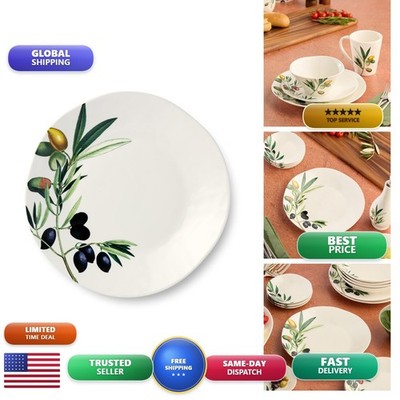 Olivia 11-Inch Stoneware Dinner Plates Set of 4 - Olive Branch Design