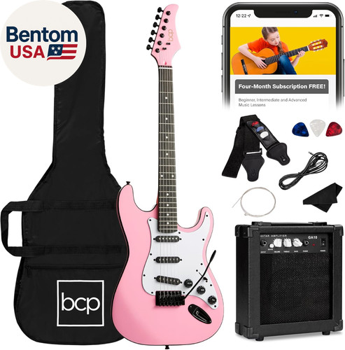 39In Full Size Beginner Electric Guitar Starter Kit W/Case, Strap, 11W Amp, Stri