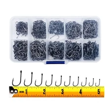 300PCS Small High-Carbon Steel Barbed Fishing Hooks with Holes, 10 Specificat...