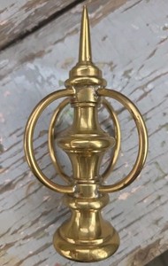 Vintage 5.25" Polished Brass Spike Lamp Finial Or Flag Topper. No Threads