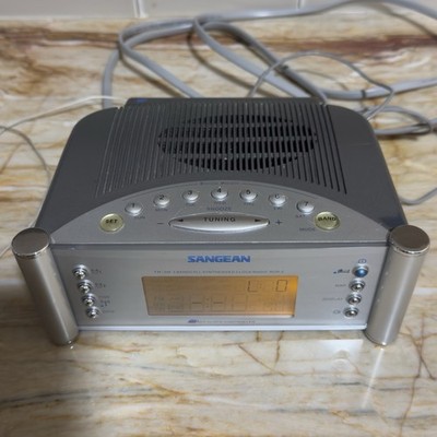 Sangean FM AM 2 bands PLL Synthesized Clock Radio RCR-2 Atomic Clock Tested
