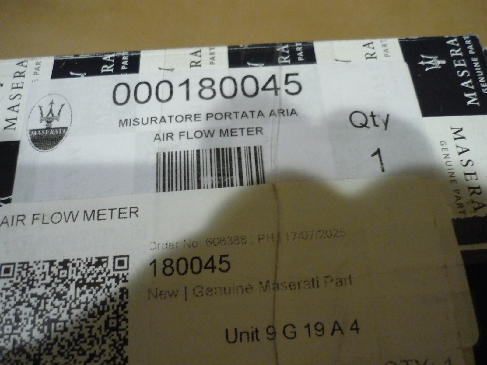Maserati 4200, Quattroporte - Air Flow Meter (NEW) - P/N  180045