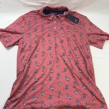 Crown And Ivy Polyester Performance Polo Pink Palm Trees Men’s Size M