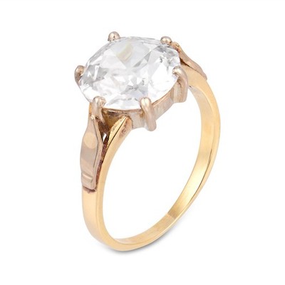 Vintage GIA 4,05 Karat Old Mine Cut Diamant 14k Gelbgold Solitär Ring