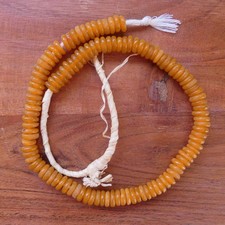 Vintage Ghana Recycled Glass Rondelle Beads, Orange Color