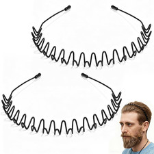 2 Pcs Metal Hair Band, Fashion Wavy Spring Metal Headband for Men  Women, Elast